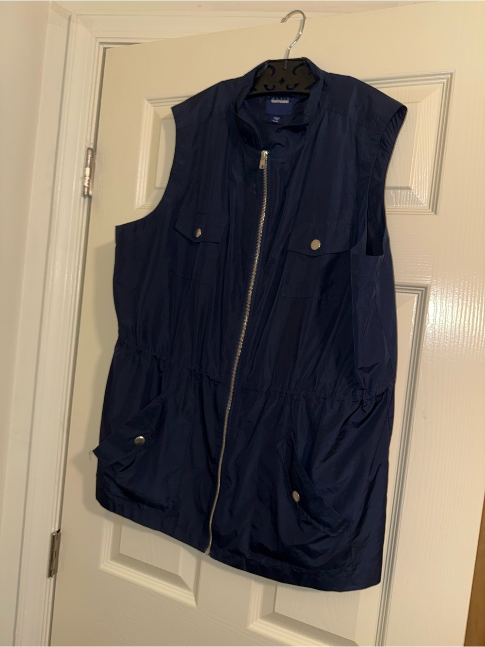 Basic Editions Navy Sleeveless Zip-Front Utility Vest